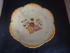 Vintage Serving Dish Bowl With Roses With Peach Lusterware Trim From Germany picture