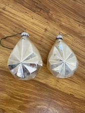 2 Vintage Double Sided Silver Star Blown Glass Christmas Tree Ornaments Germany picture