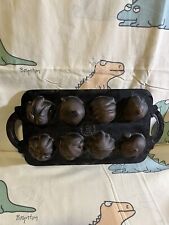 Vntg John Wright Cast Iron Mold Fall Muffin Fruits Vegetables Autumn Leaves  picture