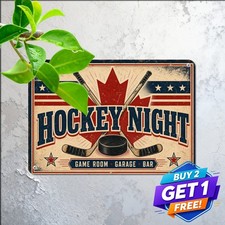 Hockey Night In Canada Sign Vintage Ice Sports Arena Game Room Metal Plaque 8x12 picture