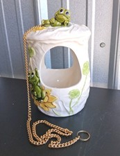 VGUC 1978 Sears NEIL the FROG Ceramic HANGING PLANTER / BIRD FEEDER / BIRD HOUSE picture