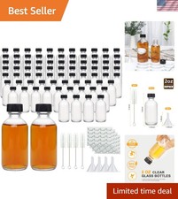 Elegant 2 oz Clear Glass Containers with Labels & Funnels - Perfect for Travel picture