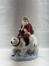 Vintage 1995 Coca-Cola Cavanagh Santa Riding Polar Bear Figurine CRFA Christmas picture
