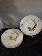 6 Vintage Kutani Hand Painted Moriage Dragonware 7.75 