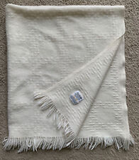 Faribo Wool Acrylic Warm Up Throw Car Lap Blanket Fringed Ivory USA Made 45x50” picture