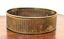 Vintage PWF Solid Brass Round Planter Ribbed Bowl Made in India Boho Decor picture