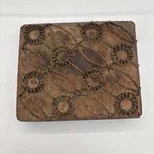 Antique VTG Primitive Wood Floral Pattern Fabric Stamp Printing Block 6