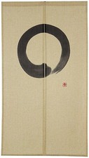 JAPANESE Noren Curtain Circle EN NEW 85 x 150cm L-BEAGE 10-195 picture