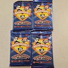 Topps 1995 Animaniacs Trading Cards & Foil Sticker Packs 4ct, 8 Cards, Chase picture