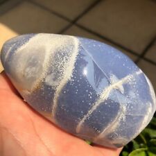 Natural Blue chalcedony Crystal Rough Polished Turkey 429gF559 picture
