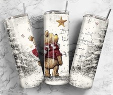 Disney Inspired Christmas Winnie The Pooh And Tigger 20 Oz Tumbler With Straw picture
