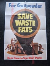1941 WW2 USA AMERICA FOR GUNPOWDER SAVE WASTE FATS CANNON PROPAGANDA POSTER D35 picture