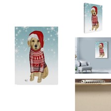 Trademark Fine Art Golden Retriever in Christmas Sweater by Fab Funky 14x19-Inch picture