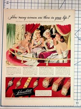 Vintage 1950s Hamilton Watch Magazine Ad Fashion Illustration Ephemera picture