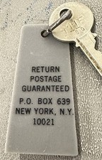 UNKNOWN HOTEL P.O. Box 639 New York, N.Y. 10021 (Upper East Side) Hotel Room Key picture