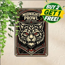 Fierce Jaguar Head Woodcut Poster Tin Sign 8x12 Exotic Animal Metal Plaque picture