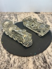 Vintage Willy’s  JEEP And Locomotive Glass Candy Containers Circa 1940 - 50 picture