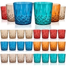 Yungyan 24 Pcs 10 oz Plastic Clear Whiskey Glasses, Classic Color picture