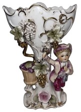 Pretty Vintage Ucagco figurine porcelain  Vase Boy With Grapes picture