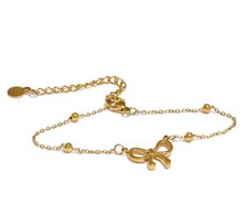 Bow Anklet- 18K Yellow Gold Over 10