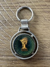 Vintage Mercury Emerald & Gold Tone Head Logo Metal Keychain RARE picture
