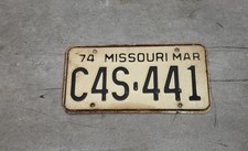 1974 Missouri Automobile License Plate  C4S-441 (Single) picture