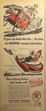 Texaco Marfak Lubrication Car Chassis Stagecoach Blimp Vintage Print Ad 1952 picture
