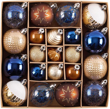 Decorbyhannah 21Ct Blue Copper Gold Christmas Ornaments Set Tree Decoration picture