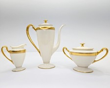 Antique Lenox 86 1-2 Coffee Pot Creamer Sugar Set Gold Band Green Backstamp 1/2 picture