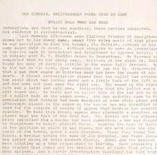 1912 Ola Guthrie Murder Georgetown Idaho Journalist Draft Local Crime 2 DWJJ5 picture