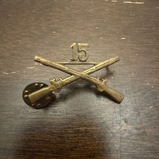 Army OFFICER Branch Collar Brass  cb  15th INFANTRY REGIMENT  9m meyer 1950s picture