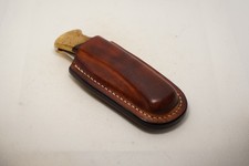 handmade buck 110 custom leather sheath mahogany brown, waxed, Sheath Only picture