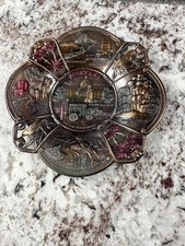 Vintage Montana Souvenir Trinket Dish Metal Plate State Capitol Old Faithful picture