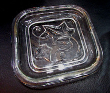 Vintage 40s Clear Glass Covered Refrigerator Dish Fridgie Vine Leaf Embossed 4x4 picture
