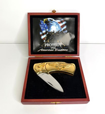 Protect our American Tradition Folding Pocket Knife in Wooden Presentation Case picture