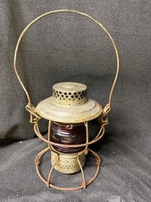 Antique PRR Railroad Handlan Lantern w Red Ribbed Globe Pennsylvania picture