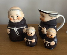 Vtg Goebel Set Of 4 Hummel Friar Tuck Monk Figurines Creamer Sugar Bowl 2 Salt picture