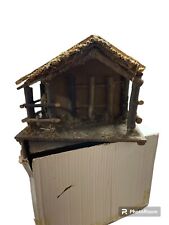 Vnt Wooden STABLE Manger Nativity Barn 10”H x 14”L x 6-1/2”D ITALY picture
