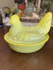 Vintage Westmoreland Iridescent Dandelion Hen On Nest Candy Dish picture