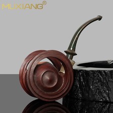 MUXIANG Handcrafted Briar Tobacco Pipe Smooth Wooden Freehand Pipe Ebonite Stem picture