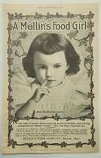 1899 Mellin's Food Girl Anne Bell Hale Original Print Ad Boston Mass 1890's picture