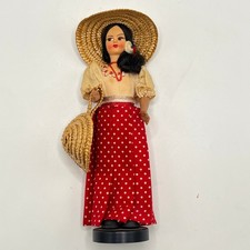 Vintage Eros Philippine Souvenir Doll Maria Clara Dress Straw Hat 8.5 Inch picture
