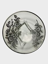 Vintage Silver City Silver Overlay Glass Candy Dish Six Inch Diameter USA picture