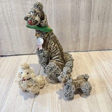 Vtg Spaghetti Poodle Figurine Set 3 Dogs Mom and 2 Pups Figurines Made in Japan picture