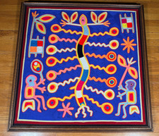 Procopio Perez Robles Huichol Wixárika Yarn Painting Framed 28” Signed picture