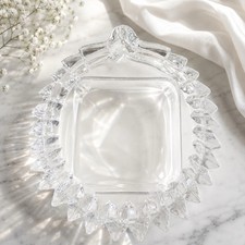 Vintage Crystal Clam Shell Ashtray Clear Pressed Glass Trinket Dish  picture