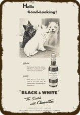 1948 Scotty Westie BLACK & WHITE Scotch Vintg-Look DECORATIVE REPLICA METAL SIGN picture