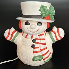 Vintage Ceramic Mold Lighted Happy Snowman Christmas Musical Top Hat Frosty 11