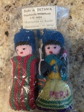 Peruvian Handmade & Hand knitted Folk Art Dolls~2 Wearing Andean Clothing, Peru picture