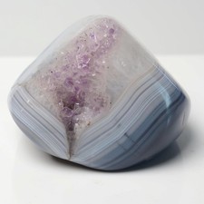 Brazilian Light Purple Amethyst on Blue Banded Agate, Druzy Crystal Agate picture